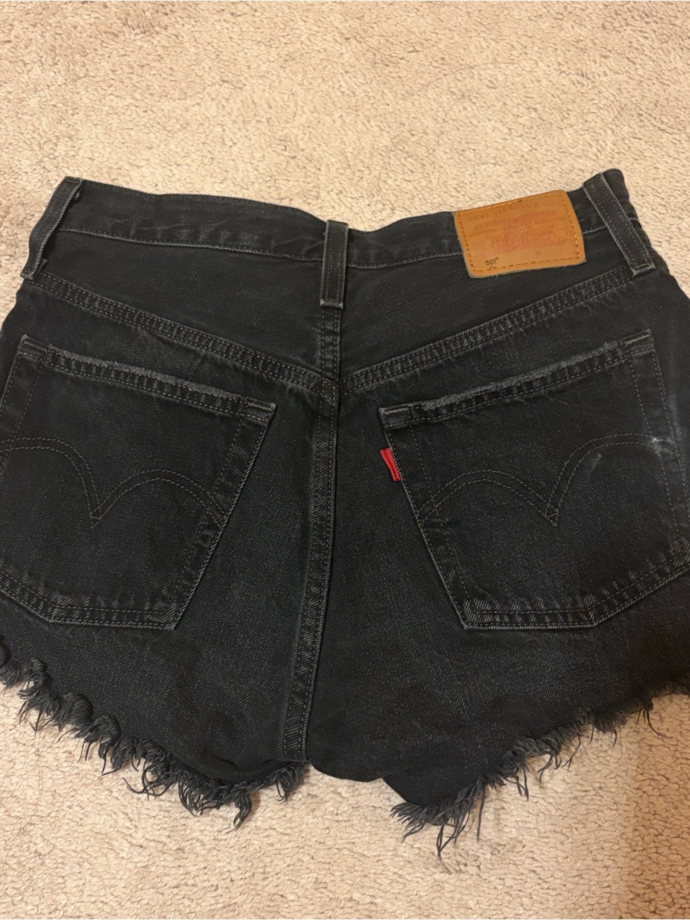 Levi's Black Frayed Denim Cutoff Shorts